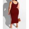 imageIyMoo Sexy Plus Size Dress 2 Piece Outfits Sexy Contrast Sleeveless Tank Crop Tops Bodycon Skirts SetsWine Red