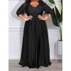 imageIyMoo Womens 2022 Plus Size Half Sleeve Slim Wrap V Neck Back Zipper Evening Maxi Party Dress Black 2X XXLarge