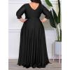 imageIyMoo Womens 2022 Plus Size Half Sleeve Slim Wrap V Neck Back Zipper Evening Maxi Party Dress Black 2X XXLarge