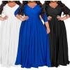 imageIyMoo Womens 2022 Plus Size Half Sleeve Slim Wrap V Neck Back Zipper Evening Maxi Party Dress Black 2X XXLarge