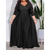 imageIyMoo Womens 2022 Plus Size Half Sleeve Slim Wrap V Neck Back Zipper Evening Maxi Party Dress Black 2X XXLarge