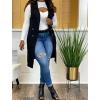 imageIyMoo Womens Casual Sleeveless Long Sweater Vest Open Front Knit Cardigan Waistcoat with PocketsBlack