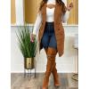 imageIyMoo Womens Casual Sleeveless Long Sweater Vest Open Front Knit Cardigan Waistcoat with PocketsKhaki