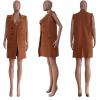 imageIyMoo Womens Casual Sleeveless Long Sweater Vest Open Front Knit Cardigan Waistcoat with PocketsKhaki