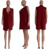 imageIyMoo Womens Casual Sleeveless Long Sweater Vest Open Front Knit Cardigan Waistcoat with PocketsWine Red