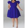 imageIyMoo Womens Plus Size Cape Flutter Sleeve Stretchy A Line Swing Flared Skater Cocktail Party Dress with PocketsBlue