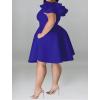 imageIyMoo Womens Plus Size Cape Flutter Sleeve Stretchy A Line Swing Flared Skater Cocktail Party Dress with PocketsBlue