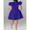 imageIyMoo Womens Plus Size Cape Flutter Sleeve Stretchy A Line Swing Flared Skater Cocktail Party Dress with PocketsBlue