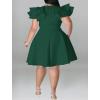 imageIyMoo Womens Plus Size Cape Flutter Sleeve Stretchy A Line Swing Flared Skater Cocktail Party Dress with PocketsDark Green