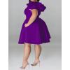 imageIyMoo Womens Plus Size Cape Flutter Sleeve Stretchy A Line Swing Flared Skater Cocktail Party Dress with PocketsPurple