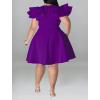 imageIyMoo Womens Plus Size Cape Flutter Sleeve Stretchy A Line Swing Flared Skater Cocktail Party Dress with PocketsPurple