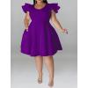 imageIyMoo Womens Plus Size Cape Flutter Sleeve Stretchy A Line Swing Flared Skater Cocktail Party Dress with PocketsPurple