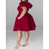 imageIyMoo Womens Plus Size Cape Flutter Sleeve Stretchy A Line Swing Flared Skater Cocktail Party Dress with PocketsWine Red