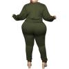 imageIyMoo Womens Plus Size Solid Two Piece Outfit Long Sleeve Crewneck Pullover Tops And Long Pants Sweatsuits Tracksuits Army Green 3X