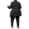 imageIyMoo Womens Plus Size Two Piece Open Front Long Sleeve Blazer and Elastic Waist Solid Pant Set SuitBlack
