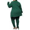 imageIyMoo Womens Plus Size Two Piece Open Front Long Sleeve Blazer and Elastic Waist Solid Pant Set SuitGreen