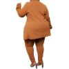 imageIyMoo Womens Plus Size Two Piece Open Front Long Sleeve Blazer and Elastic Waist Solid Pant Set SuitOrange