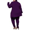 imageIyMoo Womens Plus Size Two Piece Open Front Long Sleeve Blazer and Elastic Waist Solid Pant Set SuitPurple