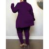 imageIyMoo Womens Plus Size Two Piece Open Front Long Sleeve Blazer and Elastic Waist Solid Pant Set SuitPurple