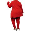 imageIyMoo Womens Plus Size Two Piece Open Front Long Sleeve Blazer and Elastic Waist Solid Pant Set SuitRed