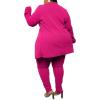 imageIyMoo Womens Plus Size Two Piece Open Front Long Sleeve Blazer and Elastic Waist Solid Pant Set SuitRose Red