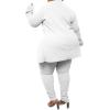 imageIyMoo Womens Plus Size Two Piece Open Front Long Sleeve Blazer and Elastic Waist Solid Pant Set SuitWhite