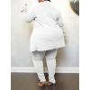 imageIyMoo Womens Plus Size Two Piece Open Front Long Sleeve Blazer and Elastic Waist Solid Pant Set SuitWhite