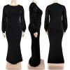 imageIyMoo Womens Sequin Long SleevePlus Size Bodycon Long Evening Party Maxi Dress Black 2XL