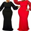 imageIyMoo Womens Sequin Long SleevePlus Size Bodycon Long Evening Party Maxi Dress Black 2XL