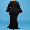 imageIyMoo Womens Sequin Long SleevePlus Size Bodycon Long Evening Party Maxi Dress Black 2XL
