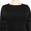 imageIyMoo Womens Sequin Long SleevePlus Size Bodycon Long Evening Party Maxi Dress Black 2XL