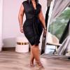 imageIyMoo Womens Sexy Plus Size Bodycon Sleeveless Drawstring Ruched Mini Club DressesBlack