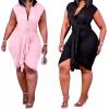 imageIyMoo Womens Sexy Plus Size Bodycon Sleeveless Drawstring Ruched Mini Club DressesBlack