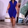 imageIyMoo Womens Sexy Plus Size Bodycon Sleeveless Drawstring Ruched Mini Club DressesBlue