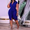 imageIyMoo Womens Sexy Plus Size Bodycon Sleeveless Drawstring Ruched Mini Club DressesBlue