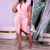 imageIyMoo Womens Sexy Plus Size Bodycon Sleeveless Drawstring Ruched Mini Club DressesPink