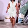 imageIyMoo Womens Sexy Plus Size Bodycon Sleeveless Drawstring Ruched Mini Club DressesWhite