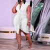 imageIyMoo Womens Sexy Plus Size Bodycon Sleeveless Drawstring Ruched Mini Club DressesWhite