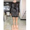 imageIyMoo Womens Sexy Plus Size Long Sleeve Rhinestone Mesh See Through Bodycon Party Club Mini Dress ClubwearBlack