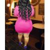 imageIyMoo Womens Sexy Plus Size Long Sleeve Rhinestone Mesh See Through Bodycon Party Club Mini Dress ClubwearPink