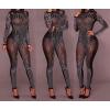 imageIyMoo Womens Sexy See Through Rhinestones Mesh Patchwork Dressy Jumpsuits Rhinestone One Piece Clubwear 034 Black XL