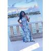 imageSummer Maxi Dress  Boho Floral Halter Sexy Summer Beach Maxi Dress Casual Vacation Sun Dresses Sky Blue M