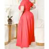 imageWomens Plus Size 2 Piece Dress Outfits Short Sleeve Bandage Wrap Empire Crop Tops and Skirt SetsBright Pink