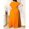imageWomens Plus Size 2 Piece Dress Outfits Short Sleeve Bandage Wrap Empire Crop Tops and Skirt SetsOrange