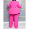imageWomens Plus Size Business Suits with Straight Leg Pants Slim Fit Blazers Two Piece Suit Sets Tracksuits Rose Red 4X