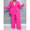 imageWomens Plus Size Business Suits with Straight Leg Pants Slim Fit Blazers Two Piece Suit Sets Tracksuits Rose Red 4X
