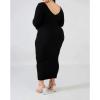 imageWomens Plus Size Sexy Stretchable Long Sleeve Maxi Sweater Off Shoulder Knit Slim Fit DressBlack