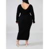 imageWomens Plus Size Sexy Stretchable Long Sleeve Maxi Sweater Off Shoulder Knit Slim Fit DressBlack