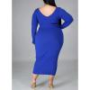 imageWomens Plus Size Sexy Stretchable Long Sleeve Maxi Sweater Off Shoulder Knit Slim Fit DressBlue