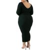 imageWomens Plus Size Sexy Stretchable Long Sleeve Maxi Sweater Off Shoulder Knit Slim Fit DressGreen